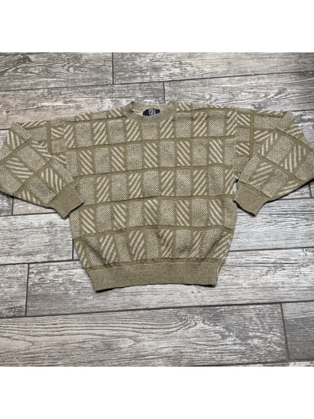 Vintage TSR USA Knit Sweater Men M Geometric Cotton Blend 80s 90s USA Cosby